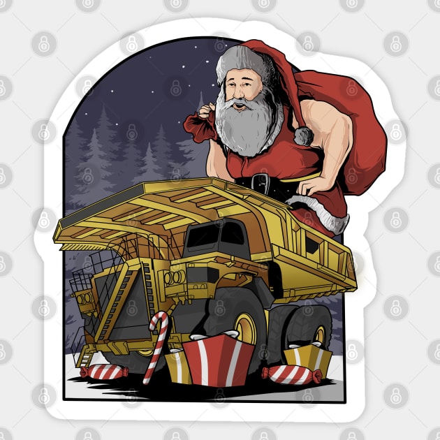 Dump Truck Santa Claus Sticker by damnoverload